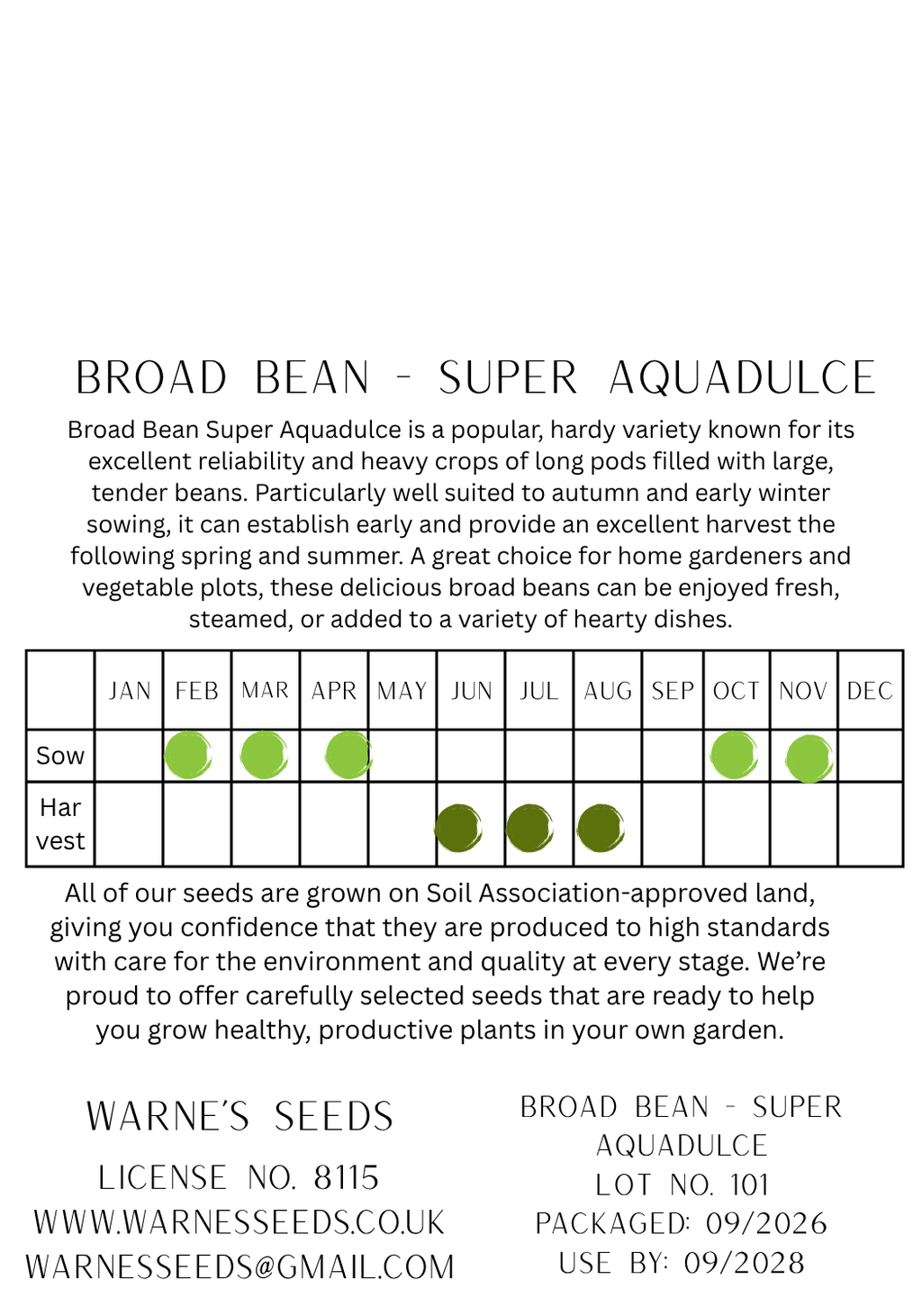Broad Bean - Super Aquadulce seeds