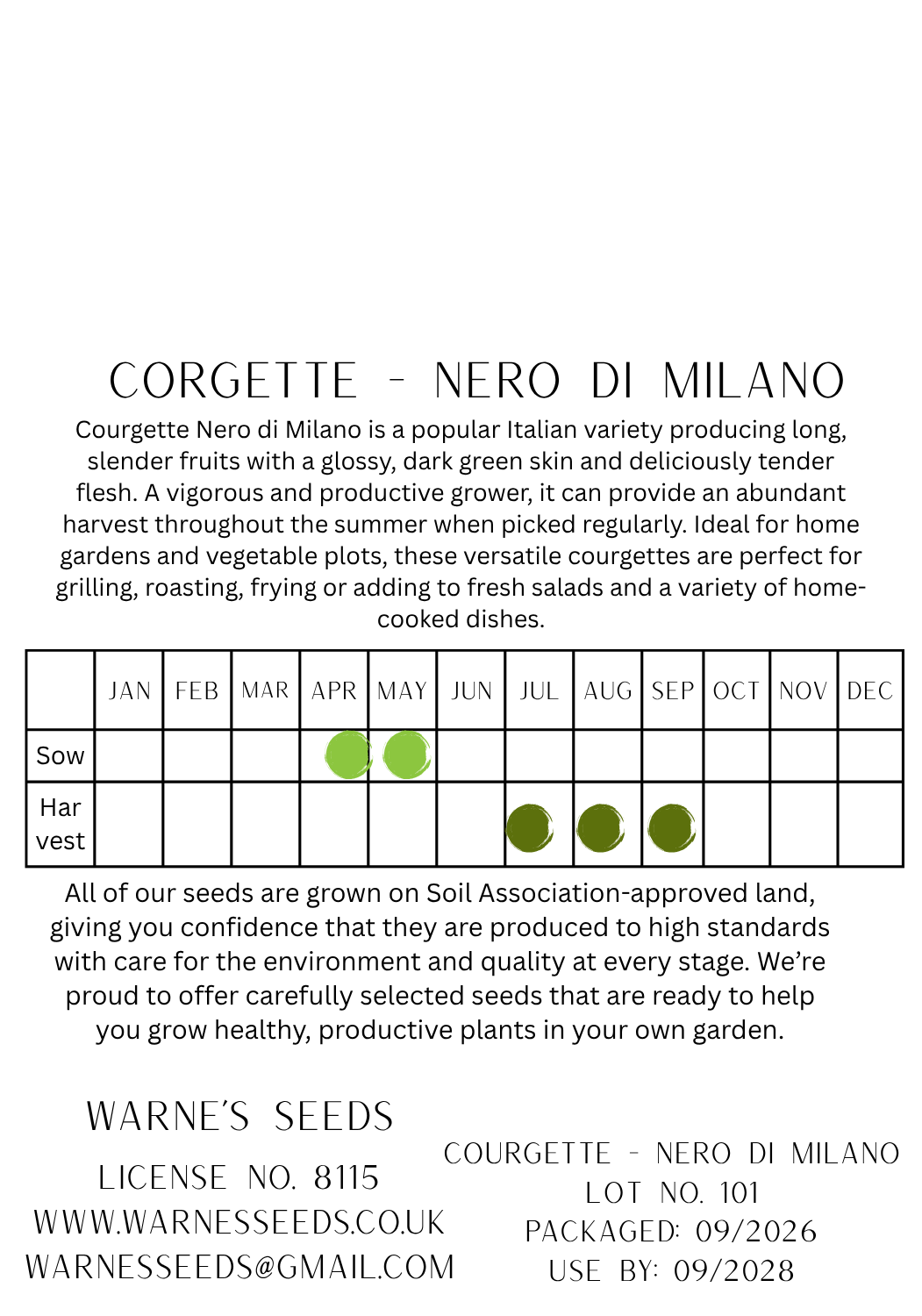 Courgette - Nero Di Milano seeds